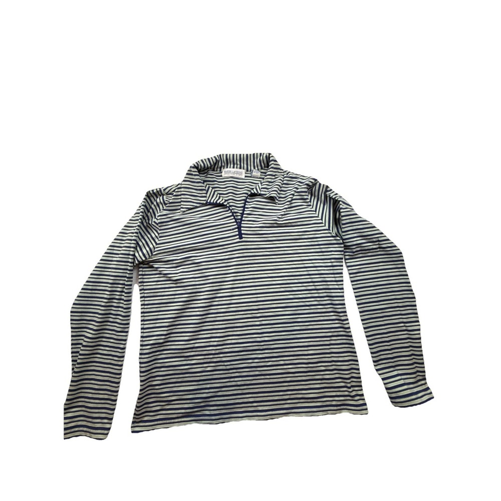 MARSH LANDING striped long sleeve quarter-zip shirt Men L
